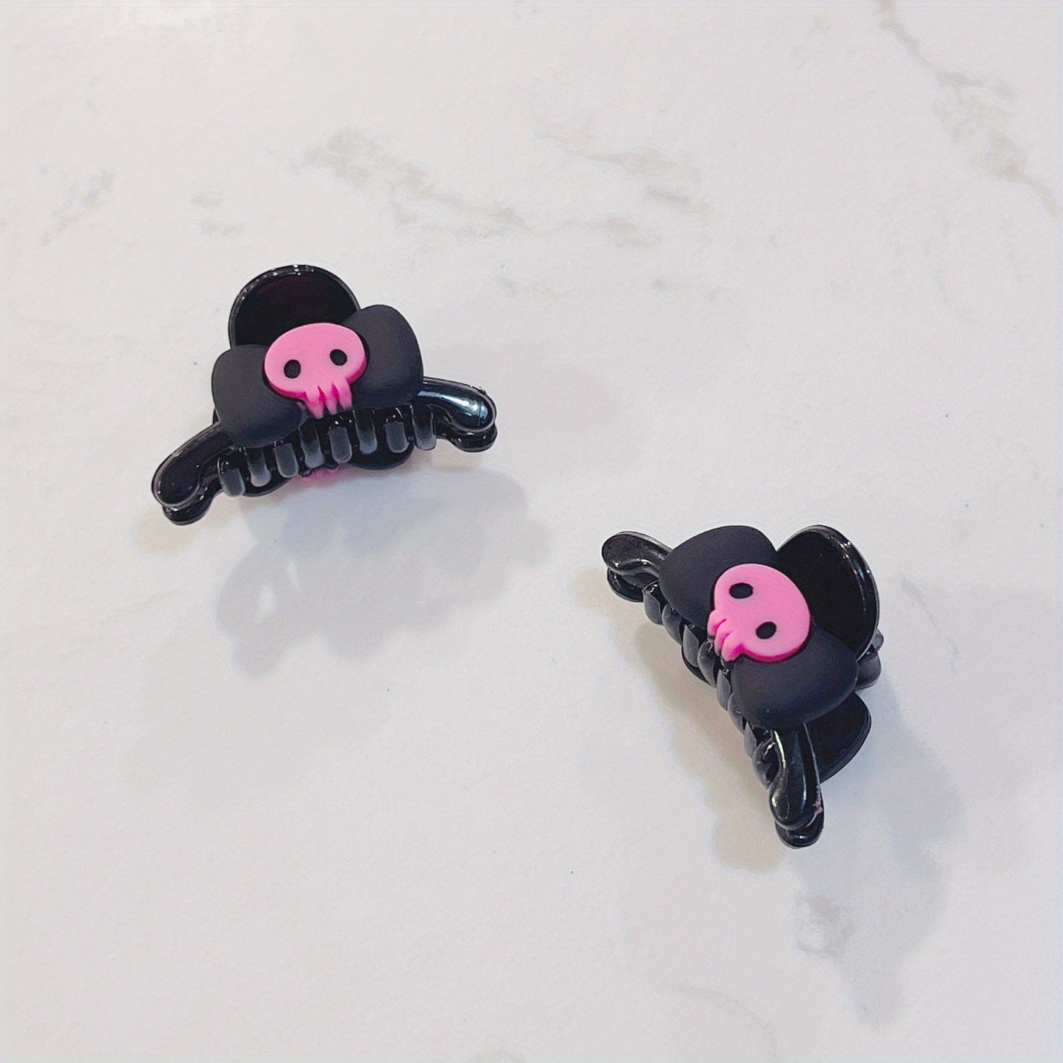 Skull Bow Hair Snap Clip Punk Pink Barrette Hair Accessories For Women