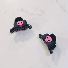 Skull Bow Hair Snap Clip Punk Pink Barrette Hair Accessories For Women