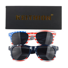2 Pcs National Flag Frame Classic Rectangle Unisex Sunglasses