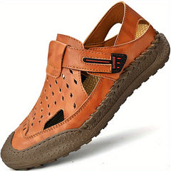 Men's Solid Stitch Closed Toe Sandals Rubber Sole Non-slip Shoes
