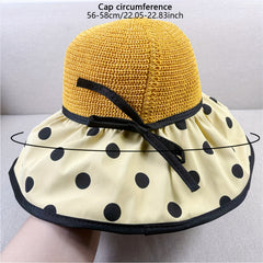 Polka Dot Bucket Hat UV Protection Sun Hat Bowknot