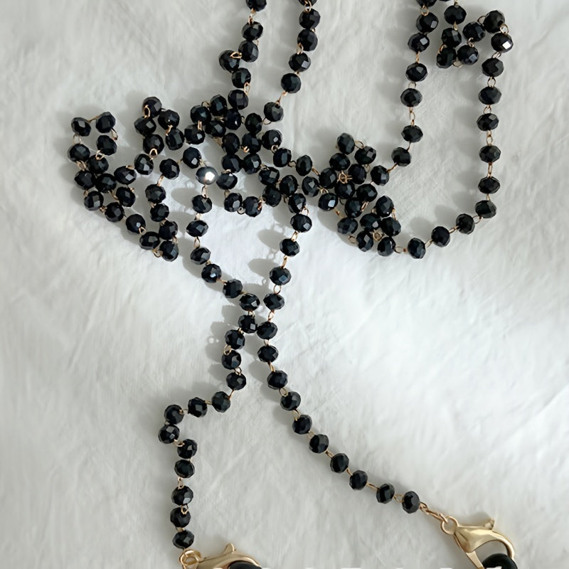 Vintage Crystal Beads Glasses Chain CCB Pearl Copper Alloy Mask Hanging Chain