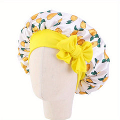 Baby Strawberry Mango Graphic Bow Hair Bonnet Sleeping Hat