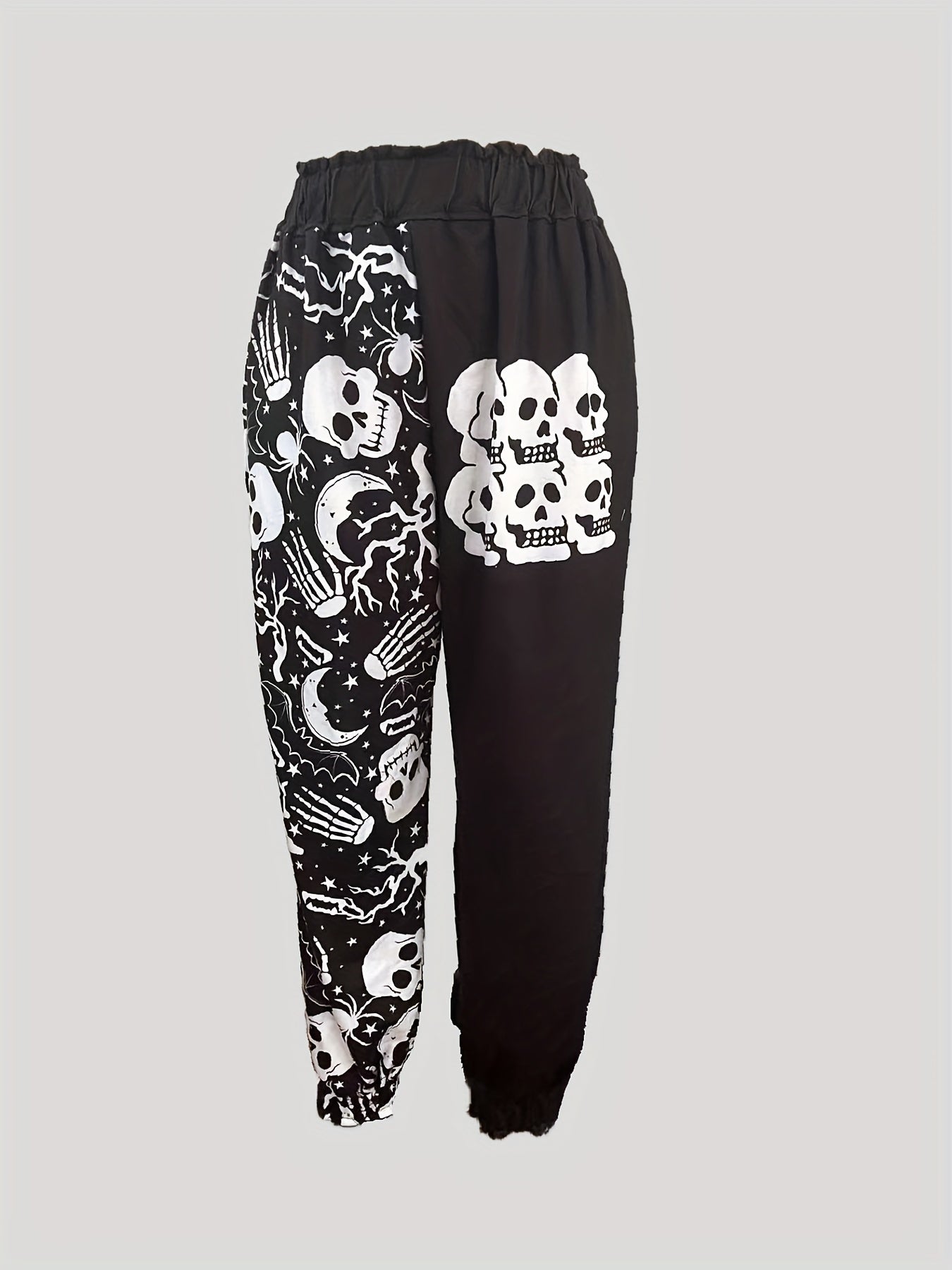 Skull Print Elastic Waist Jogger Pants Casual Loose Pants