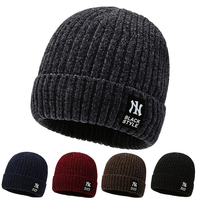 Men's Plush Knitted Hat Snow Nile Wool Line Ear Protection Youth Cold Proof