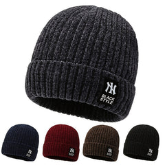 Men's Plush Knitted Hat Snow Nile Wool Line Ear Protection Youth Cold Proof