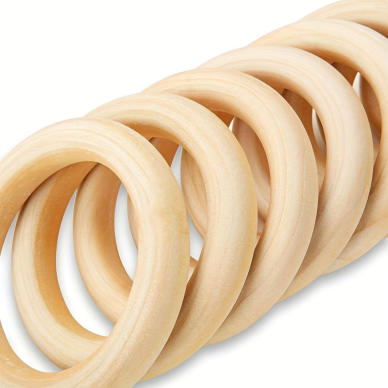 10pcs 90mm Natural Wood Rings Smooth Wooden Circles DIY Crafting