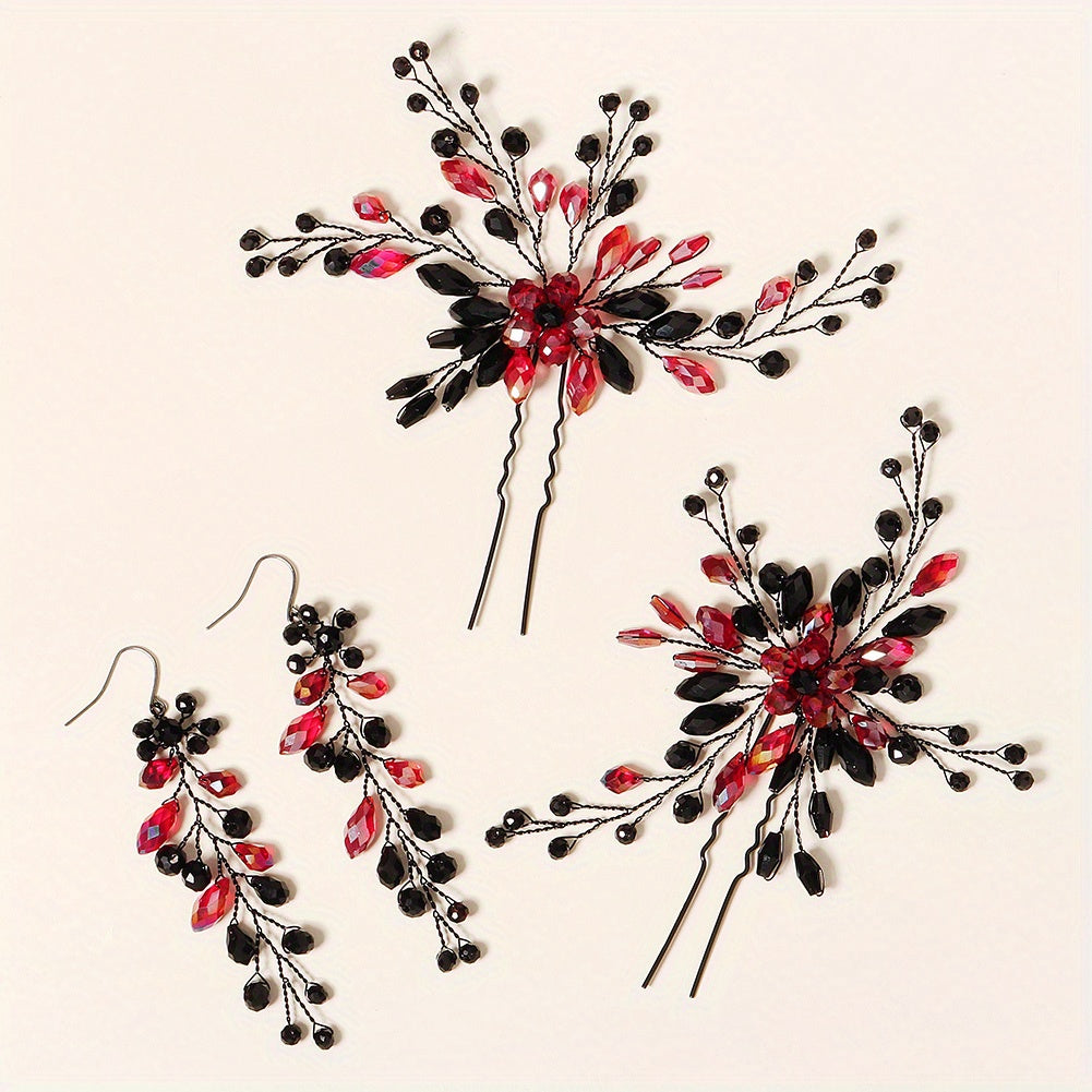 4pcs Crystal U Shaped Hairpin Vintage Bridal Hair Accessories