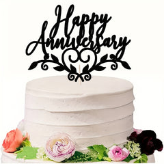 Glitter Happy Anniversary Cake Topper - Party Decorating Supplies
