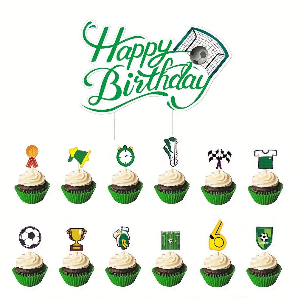 13pcs Sports Themed Cupcake Decorations for Boys' Birthday Party