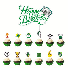 13pcs Sports Themed Cupcake Decorations for Boys' Birthday Party