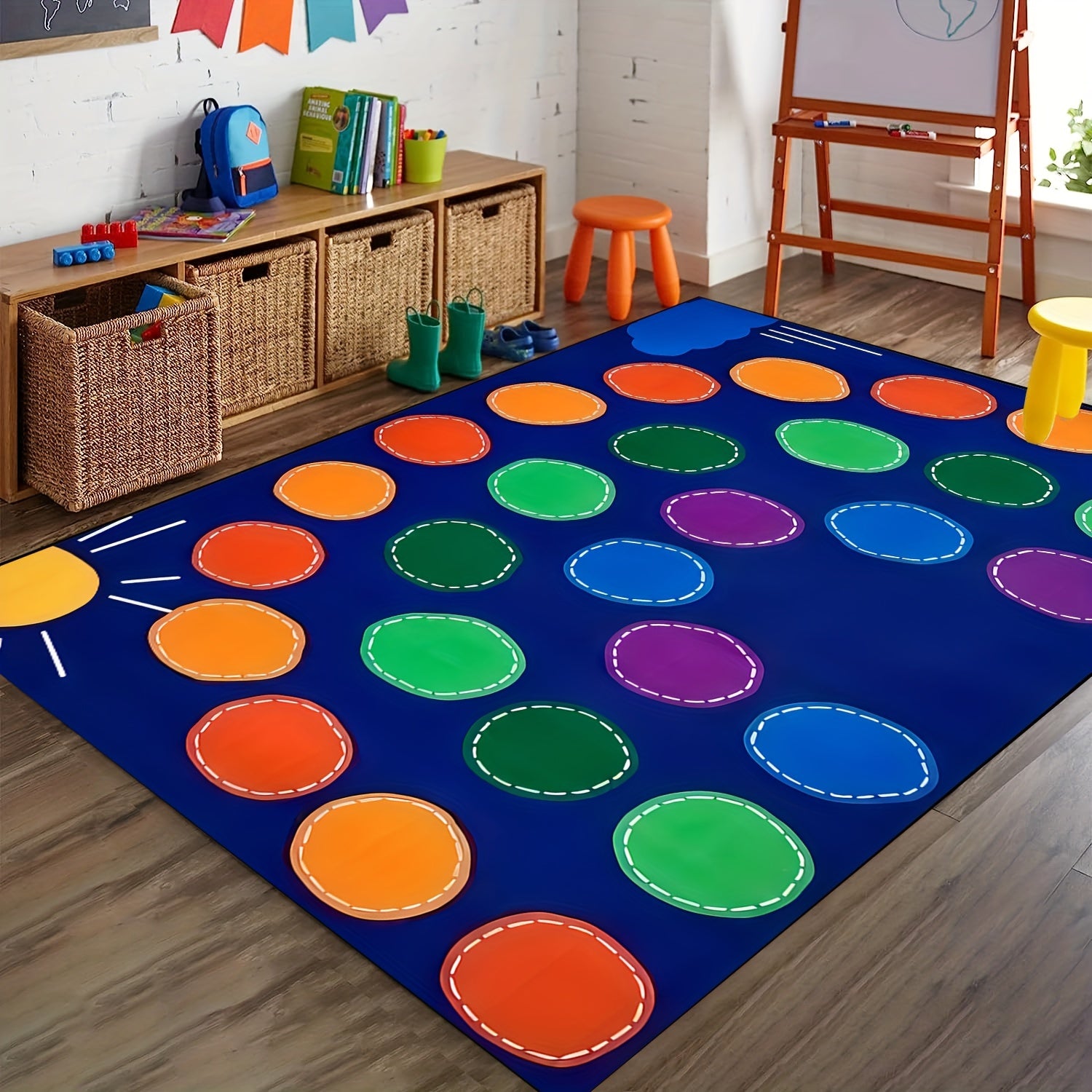 Elementary Children's Classroom Seating Rug Machine Washable Area Rug