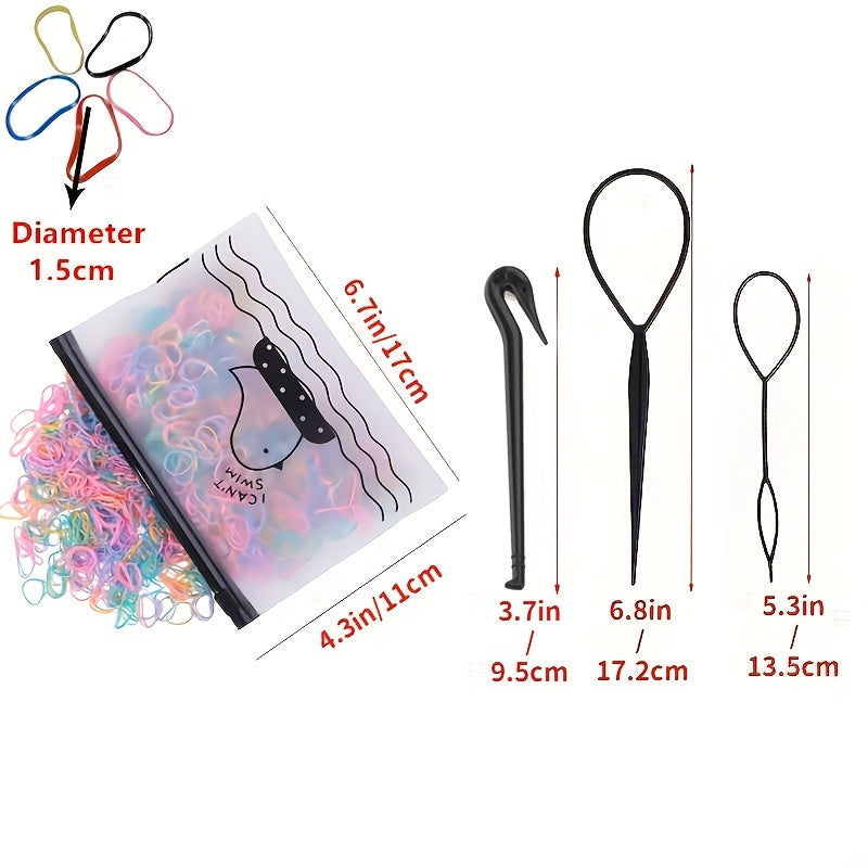 1000pcs Candy Girl's Hair Braider Rubber Band Remover