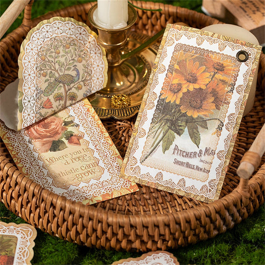 50pcs Lace Paper 6x3 Vintage Art Plant Lace Decorative Paper