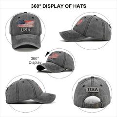 Vintage Baseball Hat American Flag Patch Breathable Mesh Classic