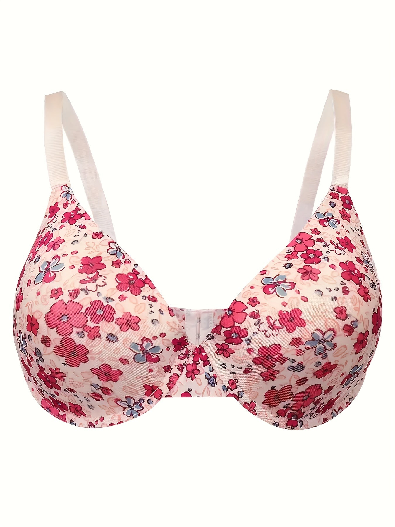 Floral Print Molded Cup Full Cover Padded Bralette
