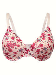 Floral Print Molded Cup Full Cover Padded Bralette