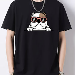 Men's Dog Head Pattern Short Sleeve T Shirt for Spring Summer