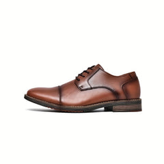 Men's Cap Toe Derby Shoes Lace up Front Dress Shoes For Men Office Business