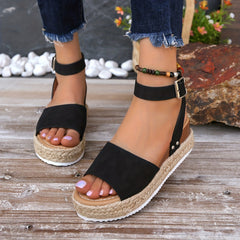 Women's Platform Sandals Buckle Strap Summer Shoes Comfort Espadrille