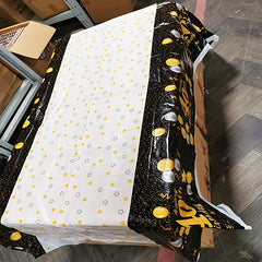 Golden Happy 40th Birthday Tablecloth With Balloons Star Print