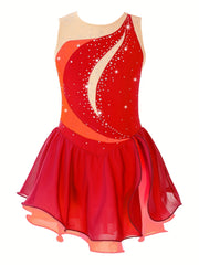 Girls Sleeveless Dance Skating Dress Comfortable
