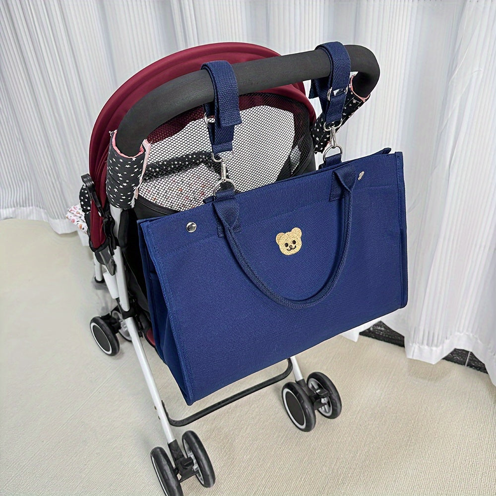Bear Embroidered Canvas Parent Bag Nylon Tote for Moms
