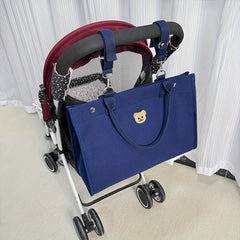 Bear Embroidered Canvas Parent Bag Nylon Tote for Moms