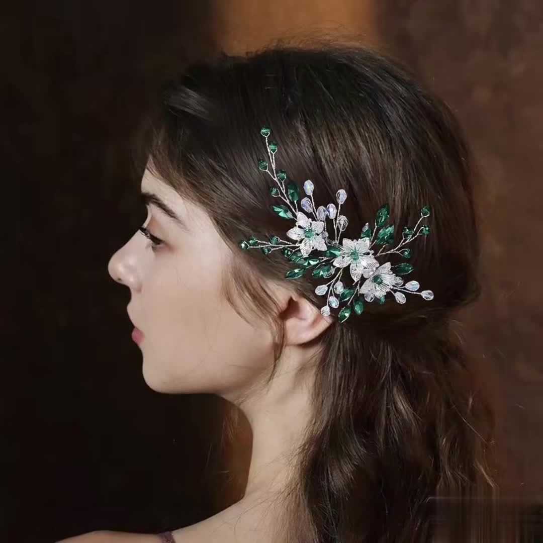 European American Bridal Headpiece Sequin Flower Women's Hair Comb HP900