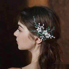 European American Bridal Headpiece Sequin Flower Women's Hair Comb HP900