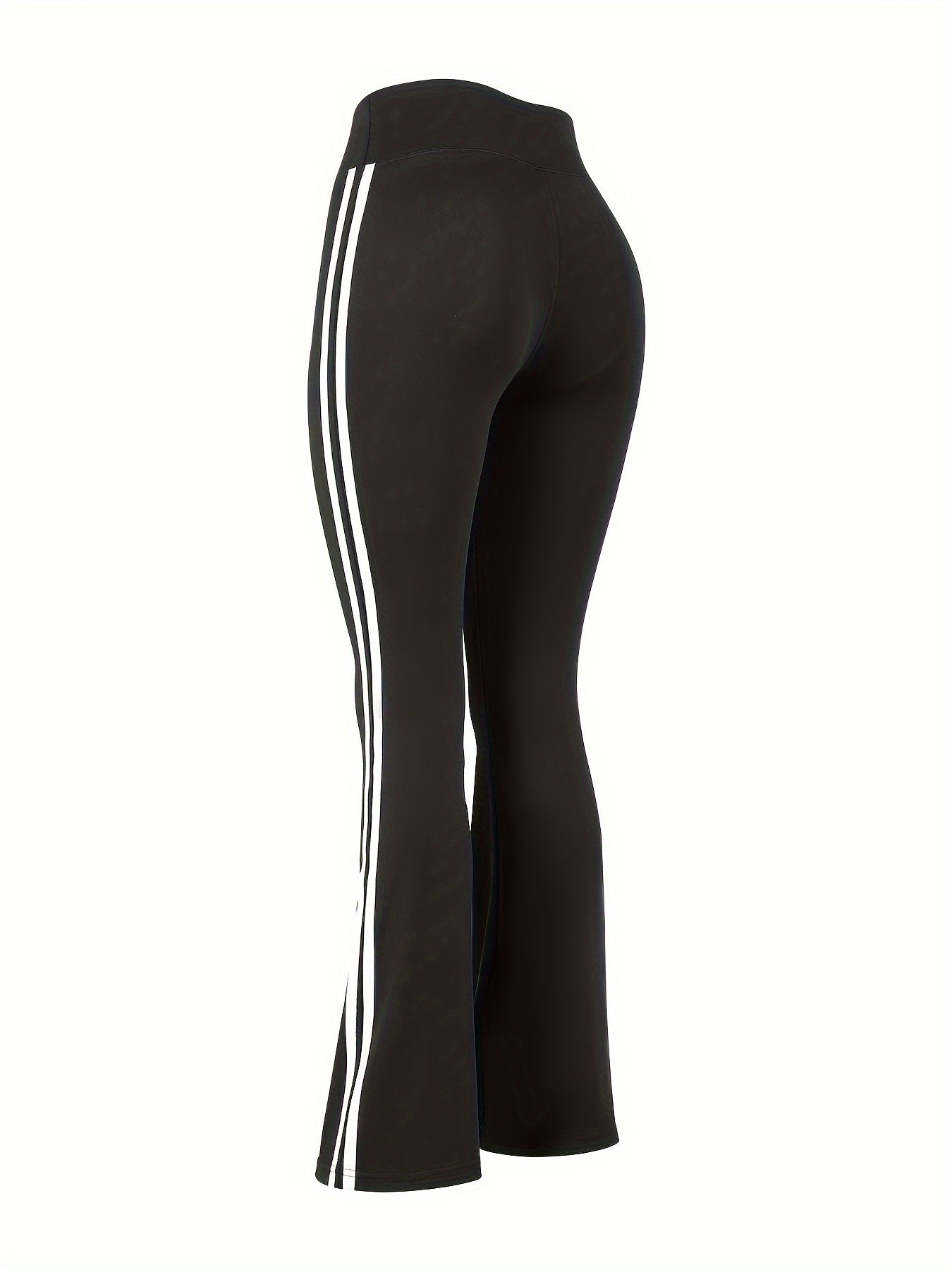 High Waist Side Striped Flare Yoga Pants Soft Stretch Tummy Control
