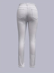 Casual Ripped Button Fly Skinny Jeans
