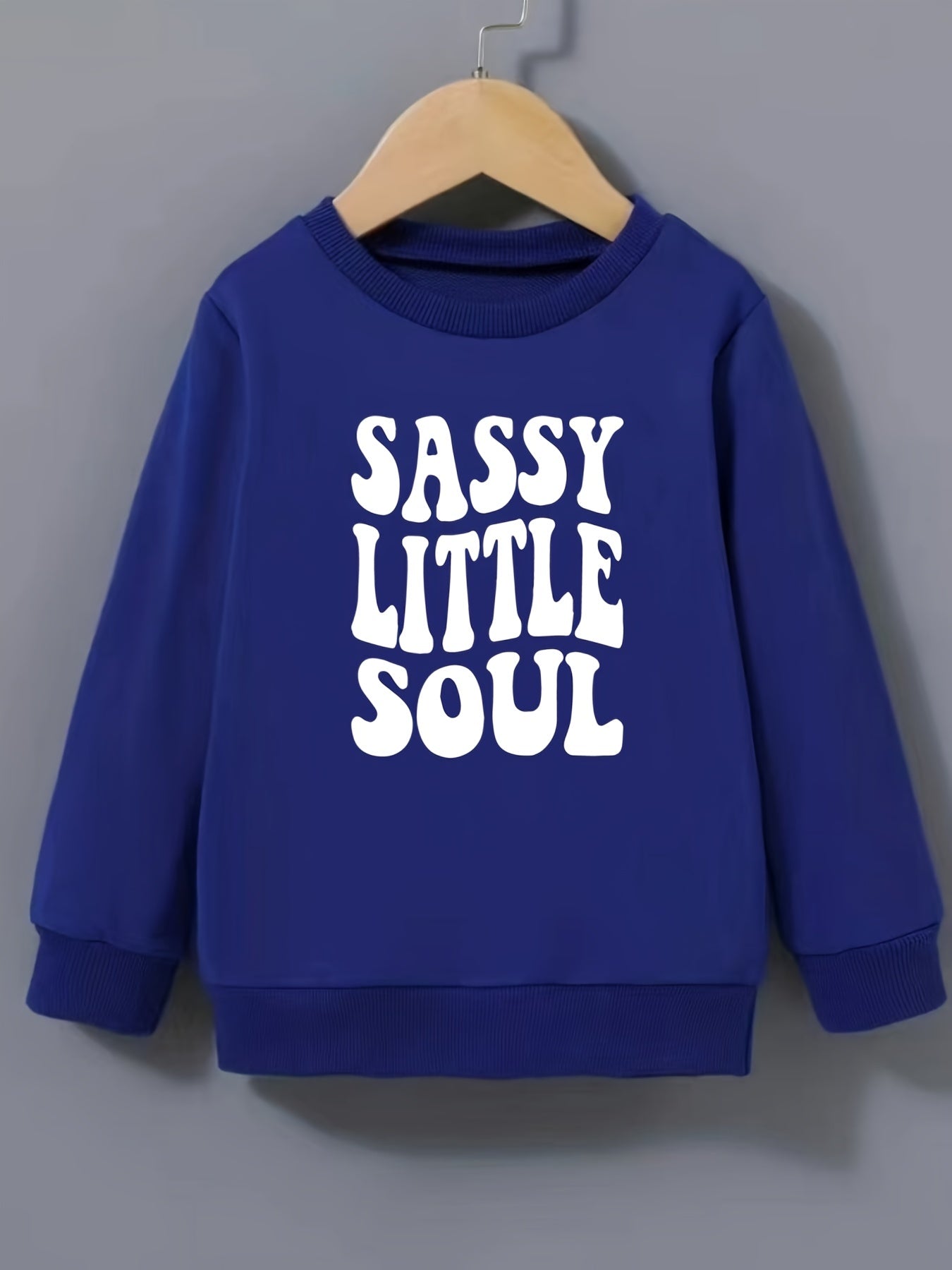 Girls Sassy Little Soul Print Crew Neck Sweatshirt Top Pullover