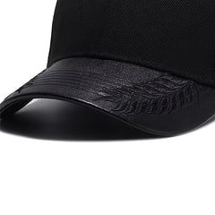 Men's PU Leather Baseball Cap Wheat Ear Design