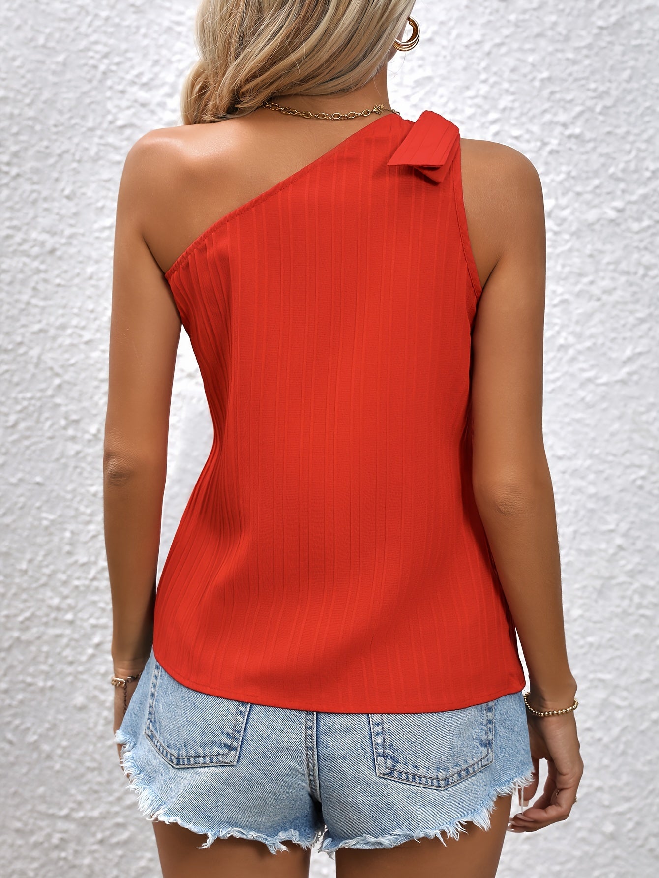 Strappy Asymmetrical Neck Tank Top One Shoulder Sleeveless Tops