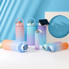 3pc High Temp Plastic Water Bottle Set 280 750 2000ml Gradient Portable Outdoor