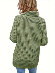 Women's Plus Casual Sweater Solid Long Sleeve Turtle Neck Jumper