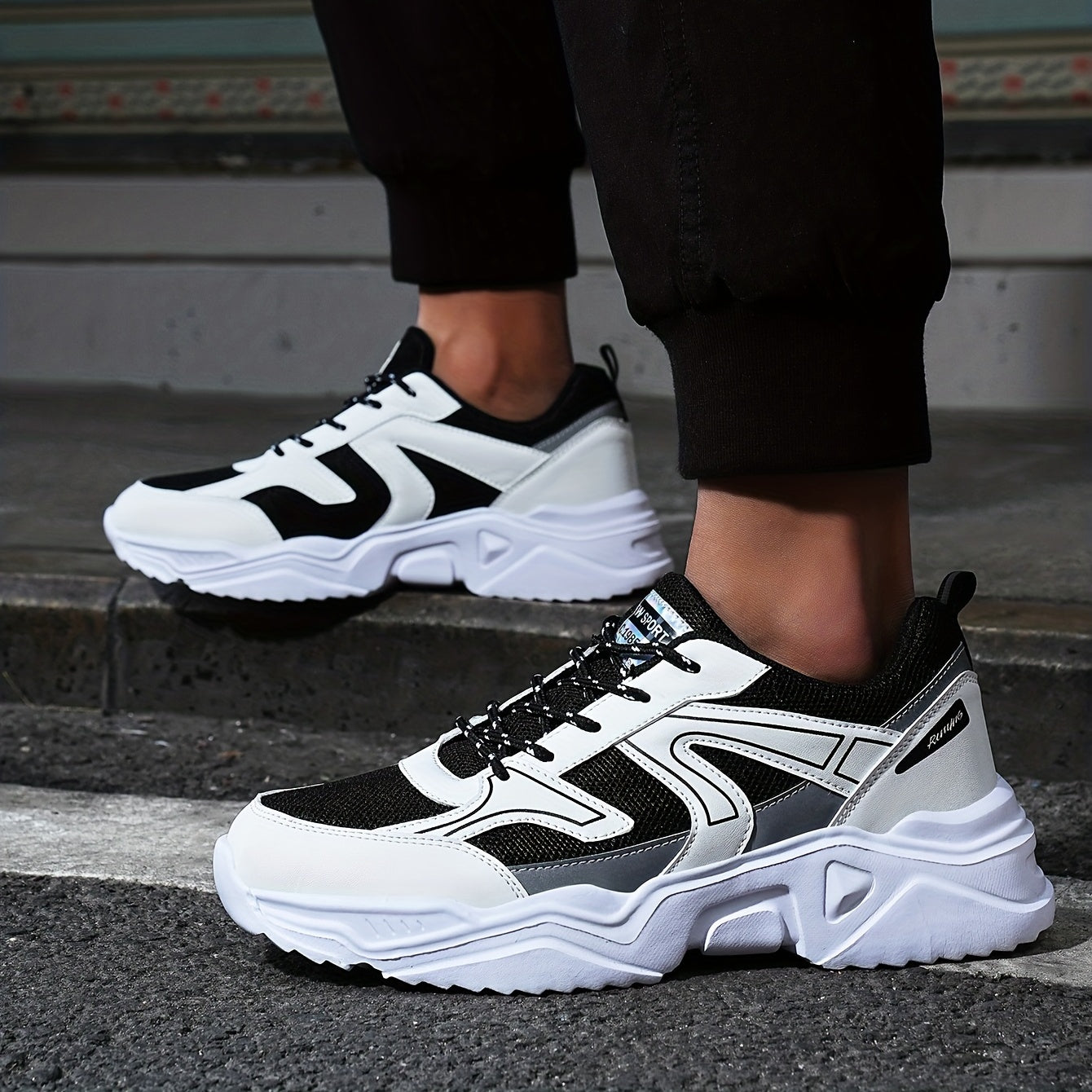 Men's Breathable Chunky Sneakers For Jogging Gym