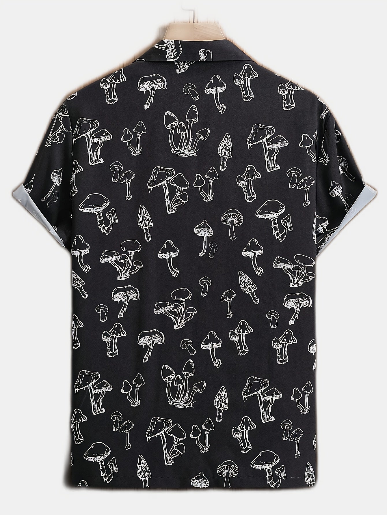 Men's Mushroom Pattern Button Up Short Sleeve Shirt