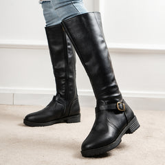 Wide Calf Zip Back Riding Boots for Women