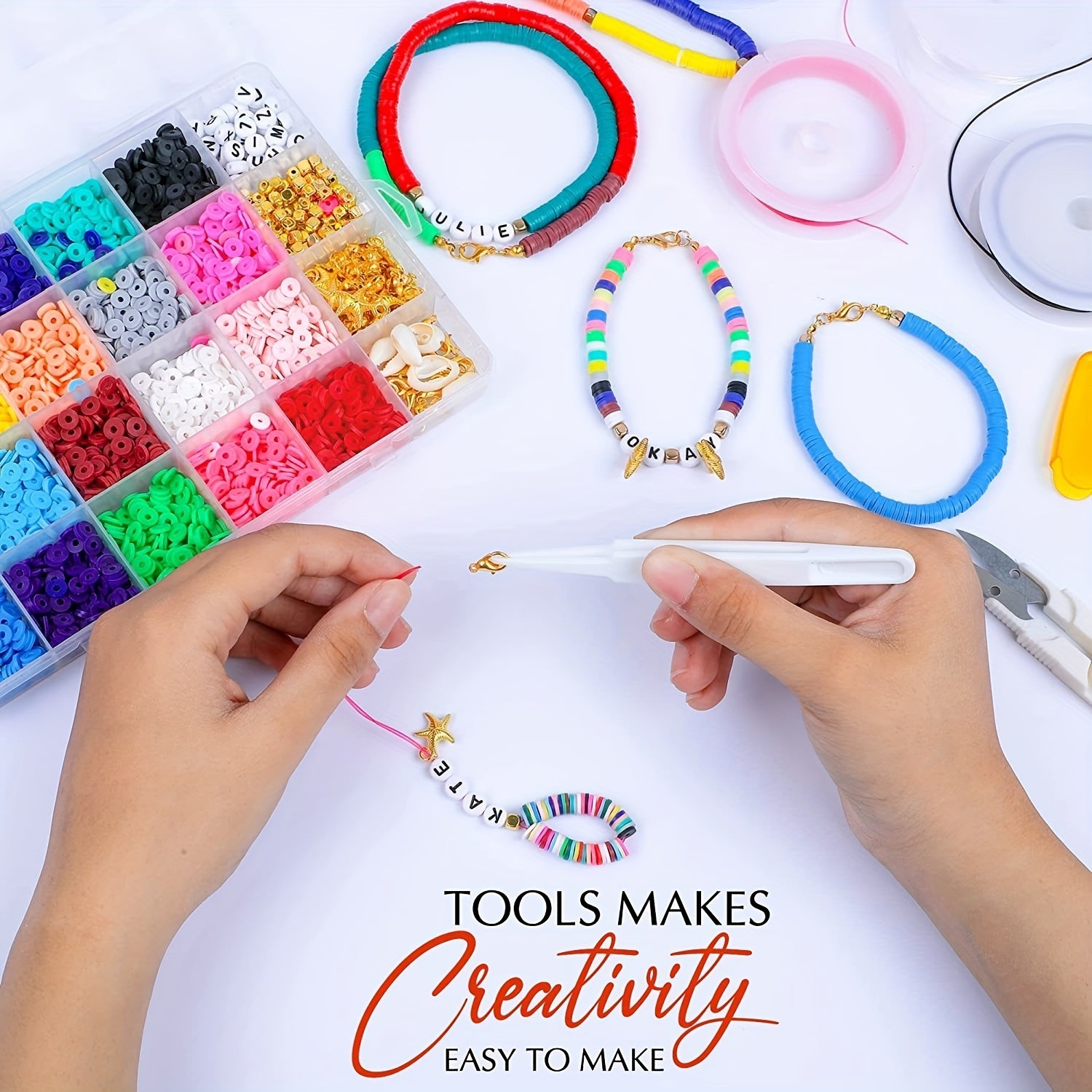 DIY 24 Colors Soft Pottery Beaded Bracelet Necklace Kit