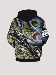 Men's 3D Print Fish Hoodie Graphic Hooded Pullover