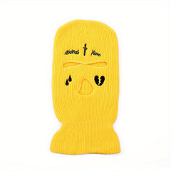 Men's Embroidered Balaclavas Knitted Hat Warm Windproof
