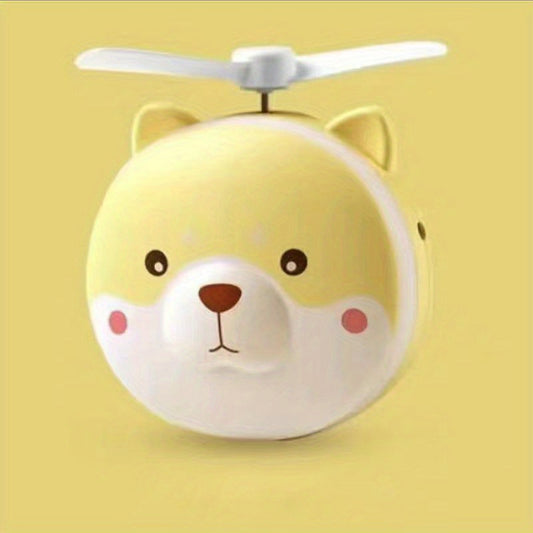 3 in 1 Compact Mirror Fan LED Light USB Rechargeable Cute Dog Head Shape
