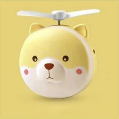 3 in 1 Compact Mirror Fan LED Light USB Rechargeable Cute Dog Head Shape