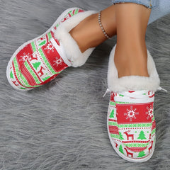 Women's Christmas Print Snow Sneakers Winter Canvas Shoes