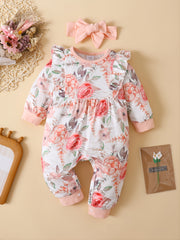 Baby Girls Floral Print Long Sleejson for Winter