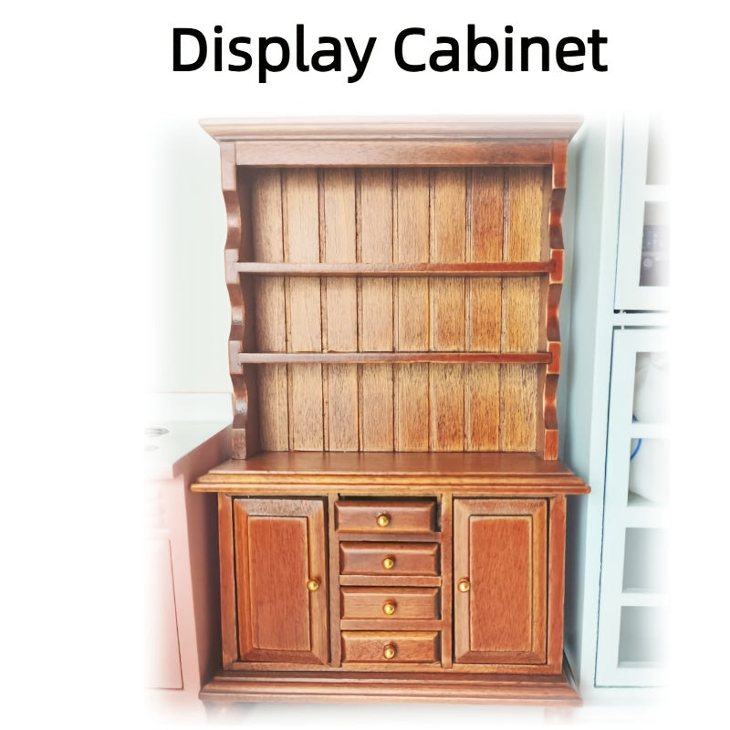 Mini Kitchen Display Cabinet Mini Ceramic Tableware Set 1:12 Kitchen Decor Props