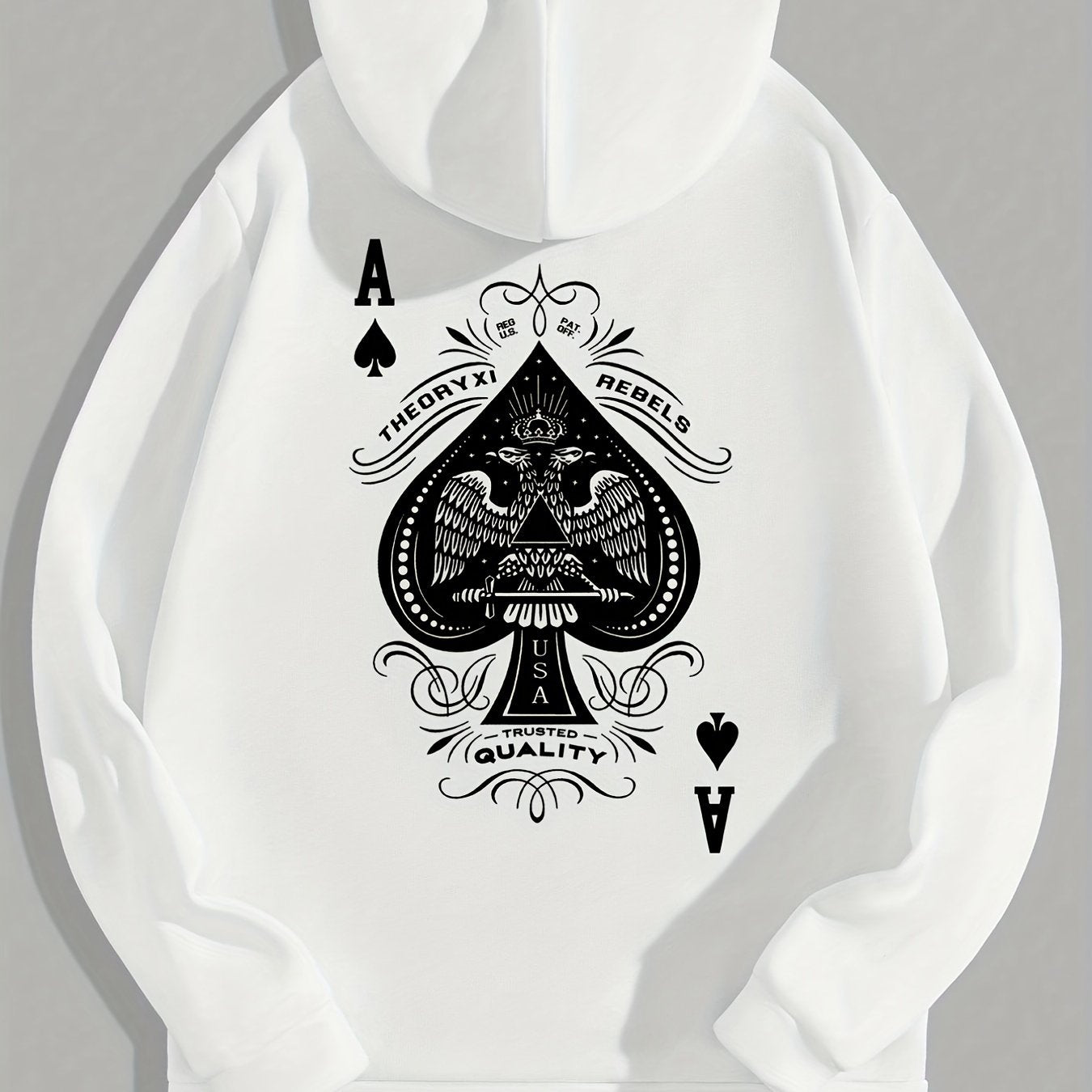Spade Print Hoodies For Men Graphic Fleece Sweatshirt With Kangaroo Pocket