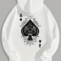Spade Print Hoodies For Men Graphic Fleece Sweatshirt With Kangaroo Pocket